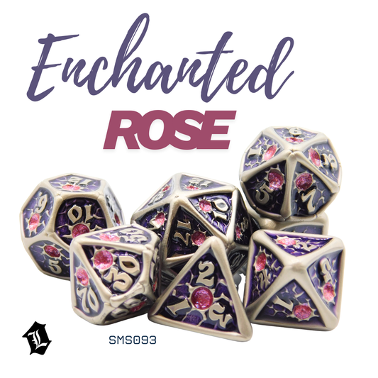 [ENCHANTED ROSE] 7PC SOLID METAL DICE SET