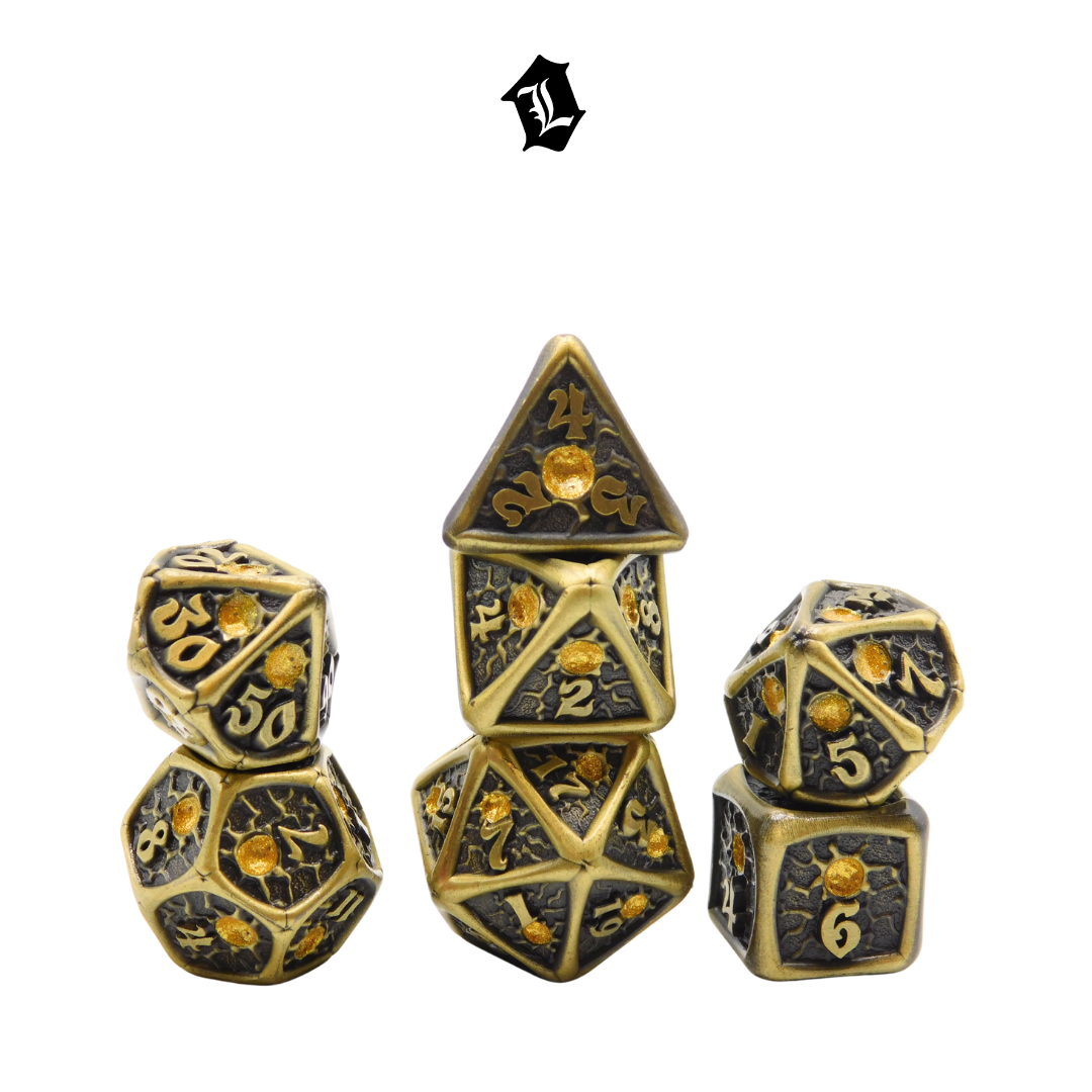 [MIDAS TOUCH] 7PC SOLID METAL DICE SET