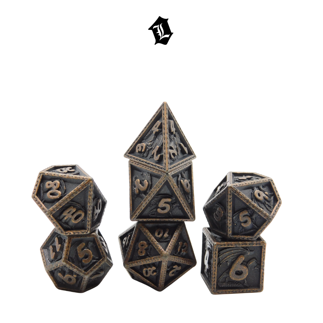[HEAVILY GUARDED] 7PC SOLID METAL DICE SET