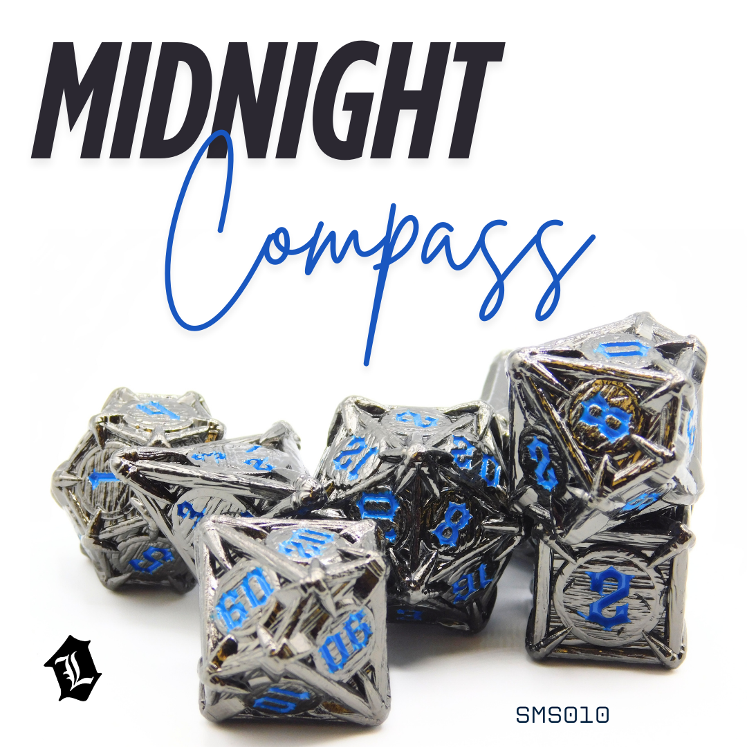 [MIDNIGHT COMPASS] 7PC SOLID METAL DICE SET