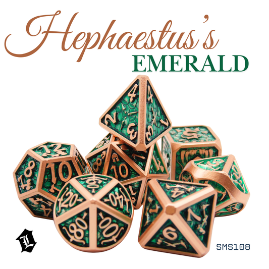 [HEPHAESTUS'S EMERALD] 7PC SOLID METAL DICE SET