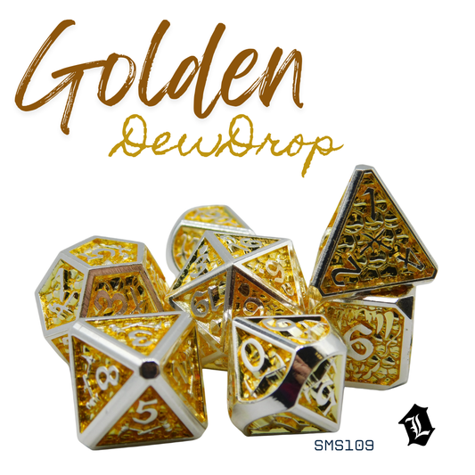 [GOLDEN DEWDROP] 7PC SOLID METAL DICE SET