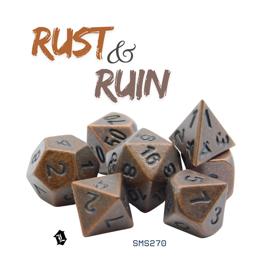 [RUST & RUIN] 7PC SOLID METAL DICE SET