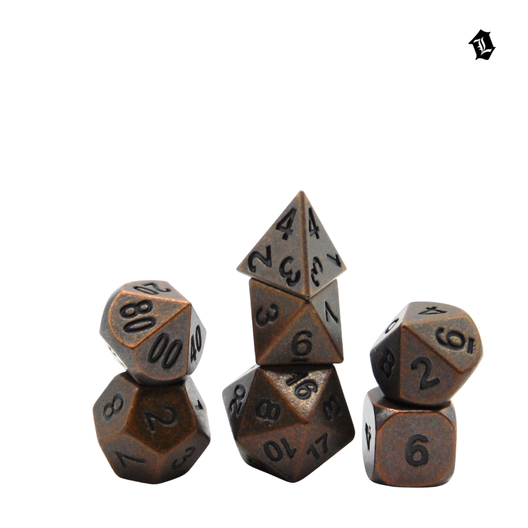 [RUST & RUIN] 7PC SOLID METAL DICE SET