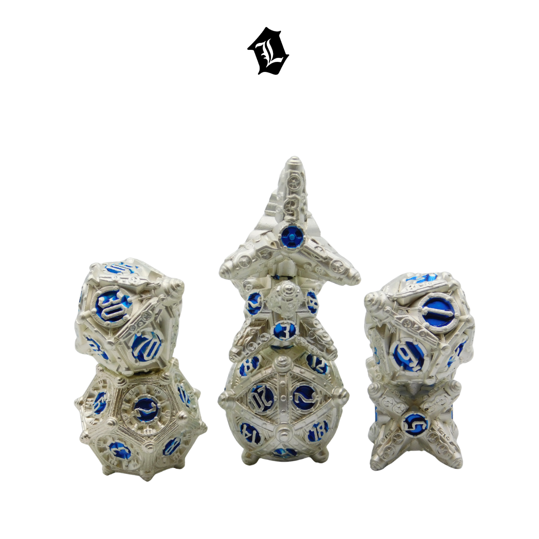 [SILVER SKIES] 7PC SOLID METAL DICE SET