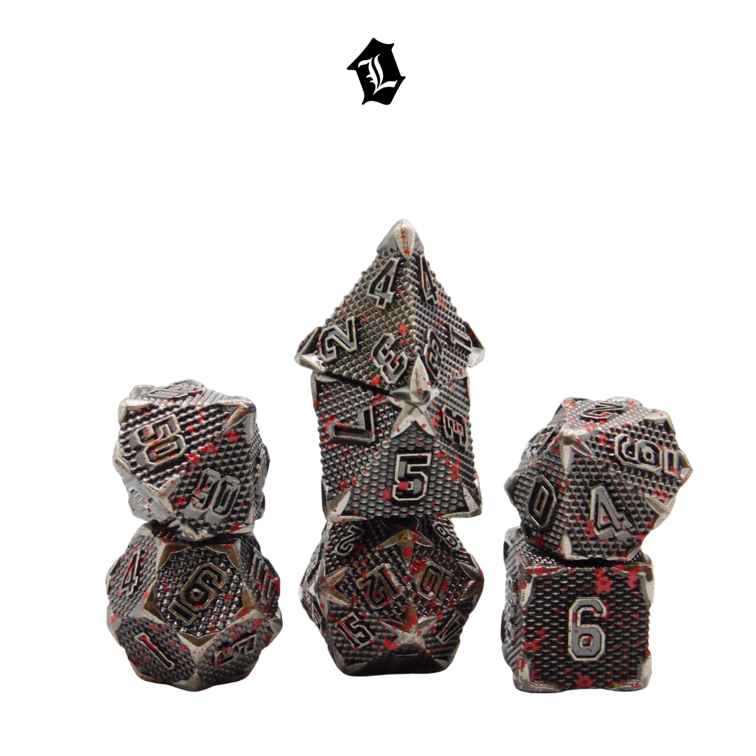 [CRIMSON CLASH] 7PC SOLID METAL DICE SET