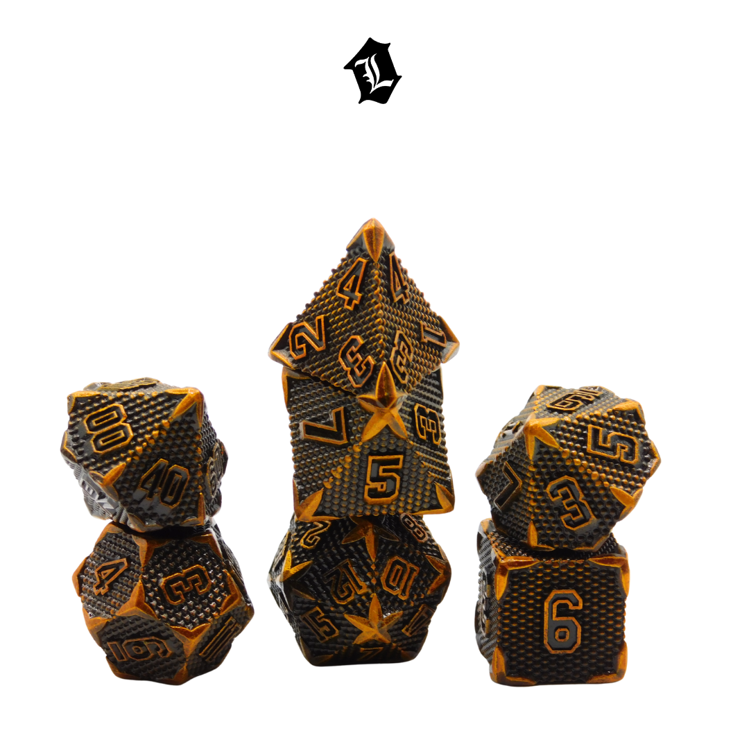 [GOLDEN AMBUSH] 7PC SOLID METAL DICE SET