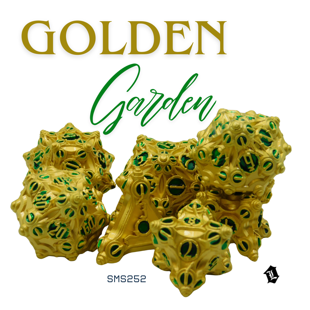[GOLDEN GARDEN] 7PC SOLID METAL DICE SET