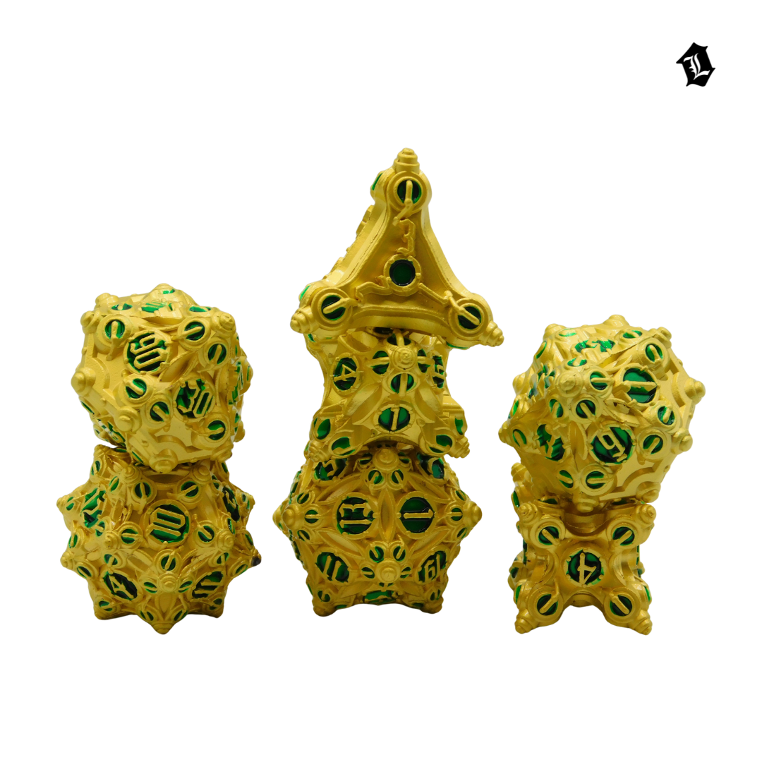 [GOLDEN GARDEN] 7PC SOLID METAL DICE SET