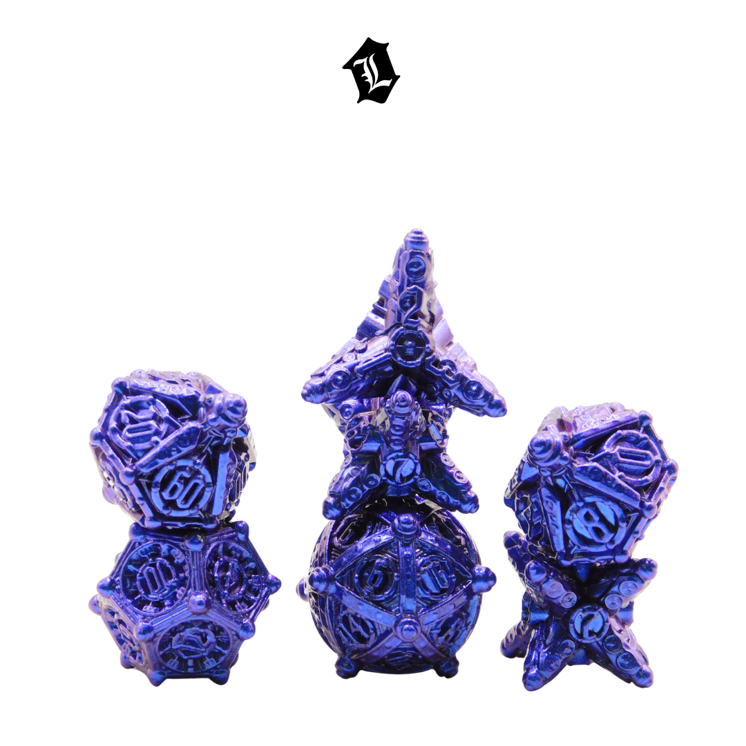 [IRIS'S RIBBON] 7PC SOLID METAL DICE SET [DUAL CHROME]