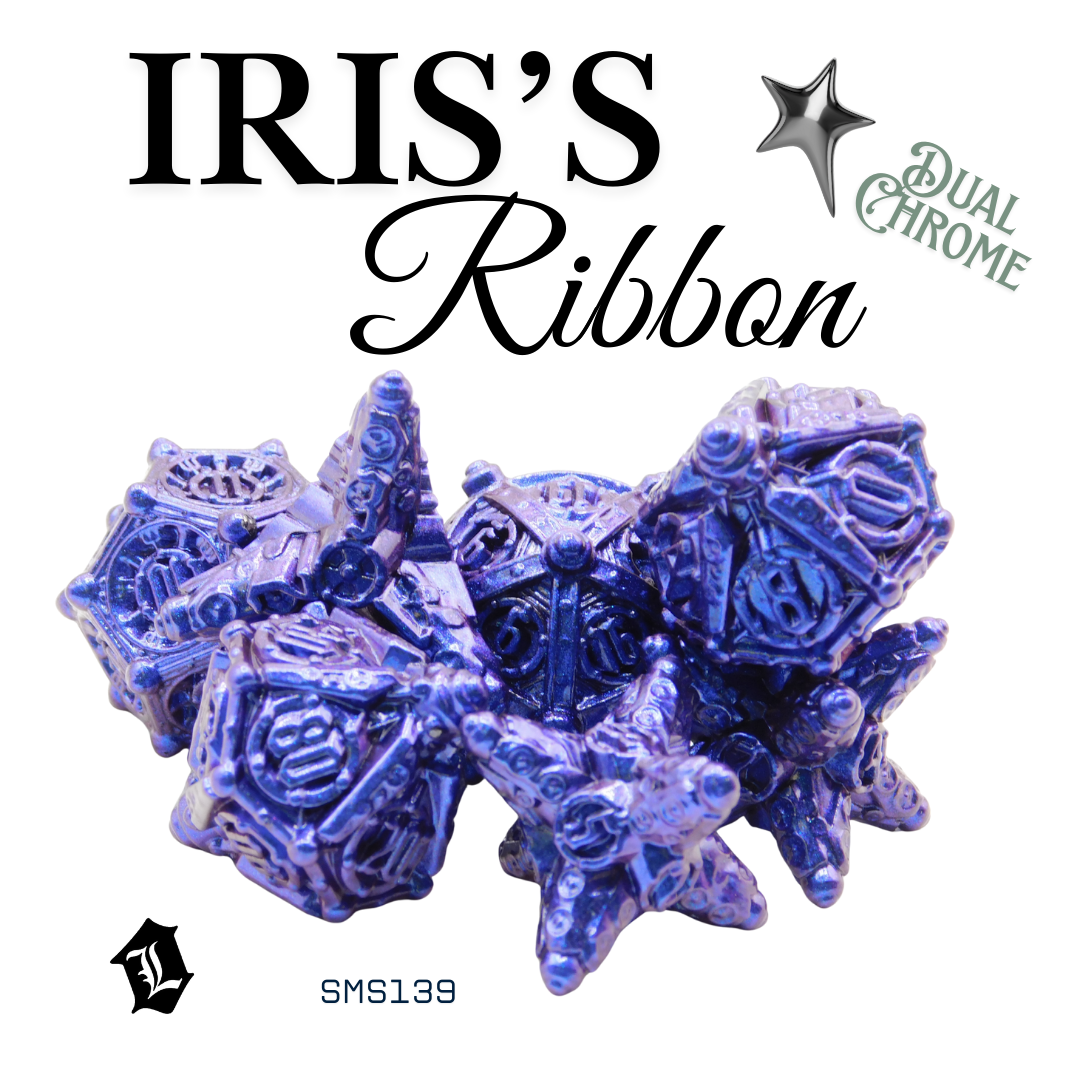 [IRIS'S RIBBON] 7PC SOLID METAL DICE SET [DUAL CHROME]
