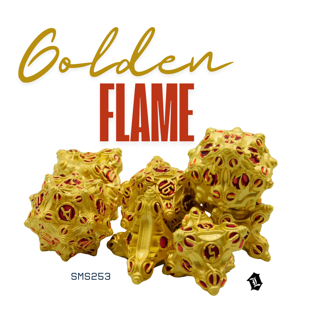 [GOLDEN FLAME] 7PC SOLID METAL DICE SET