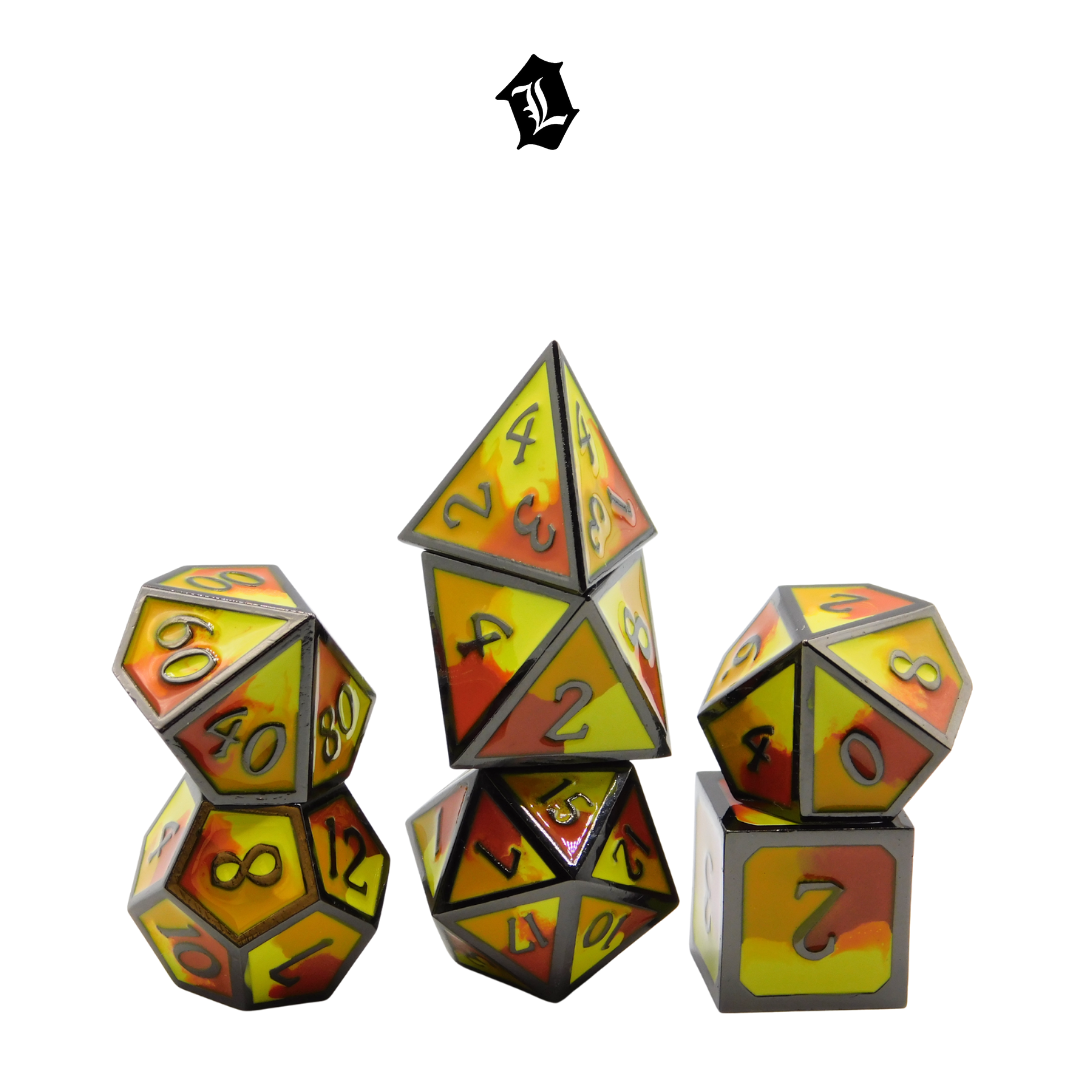 [SOLAR HEATWAVE] 7PC SOLID METAL DICE SET