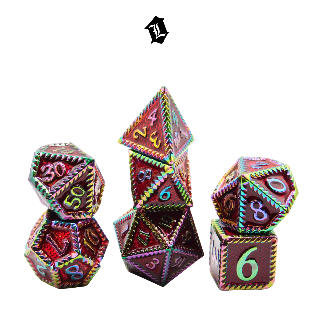 [SCORCHED NETHERRACK] 7PC SOLID METAL DICE SET