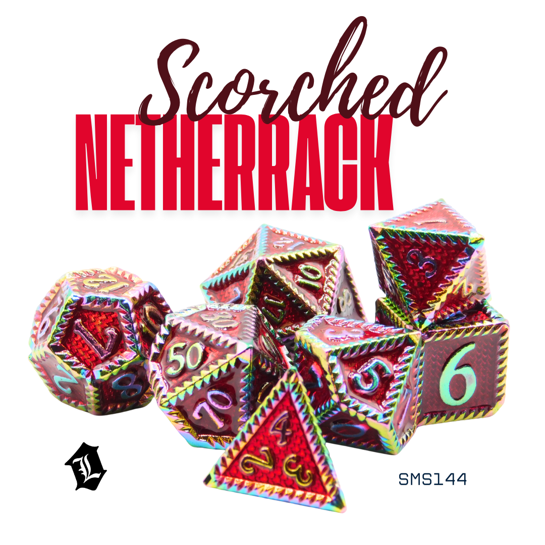 [SCORCHED NETHERRACK] 7PC SOLID METAL DICE SET