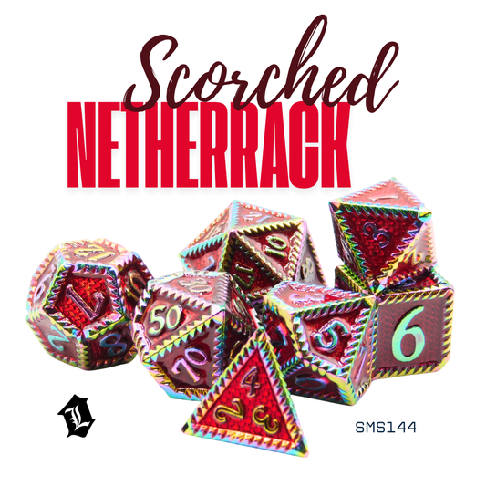 [SCORCHED NETHERRACK] 7PC SOLID METAL DICE SET