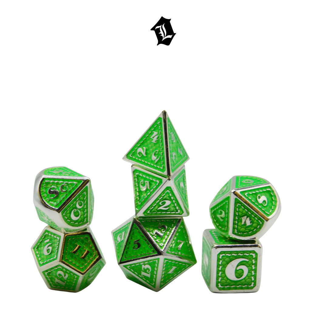 [HINT OF LIME] 7PC SOLID METAL DICE SET
