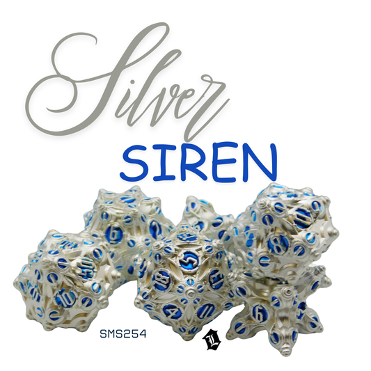 [SILVER SIREN] 7PC SOLID METAL DICE SET