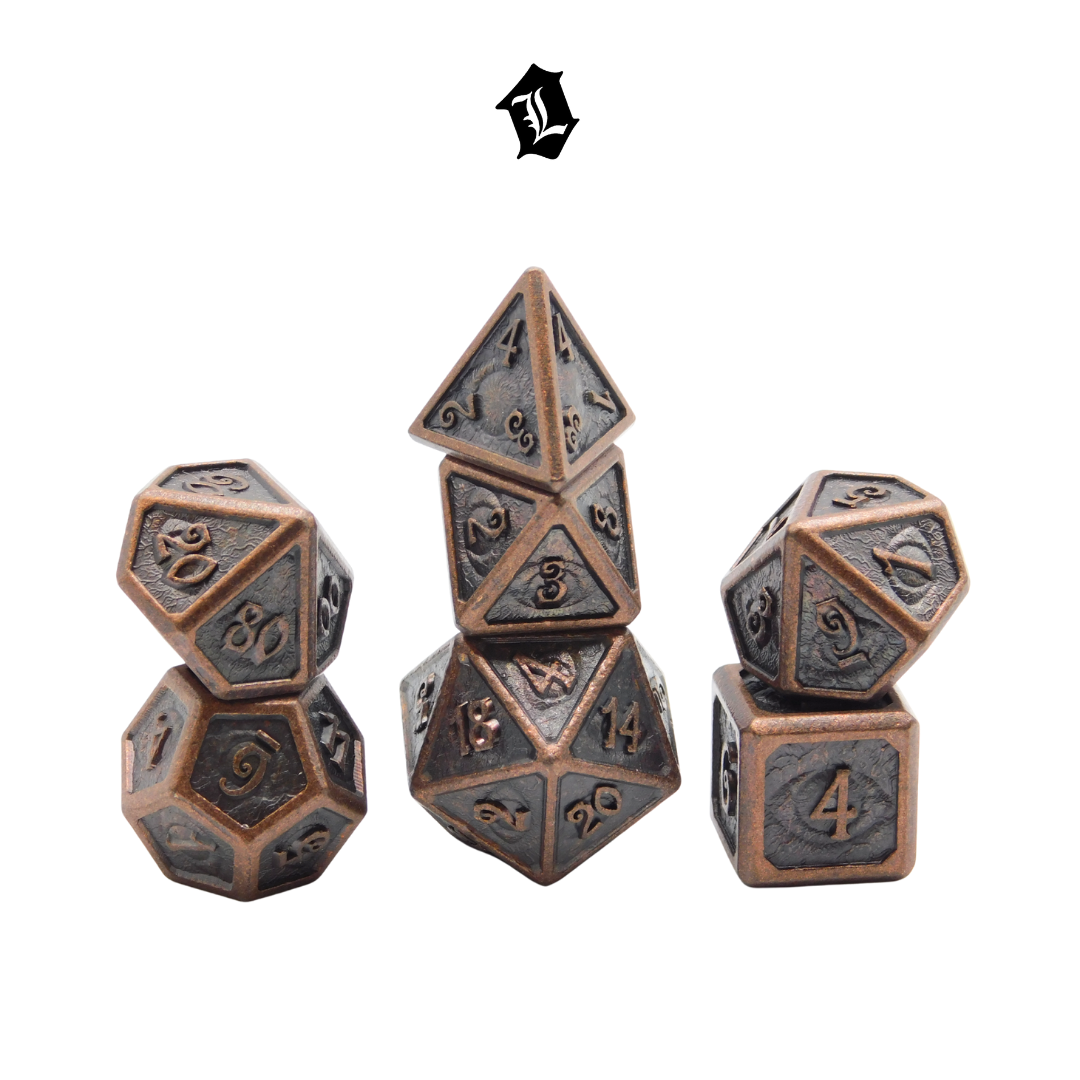 [COPPER GAZE] 7PC SOLID METAL DICE SET