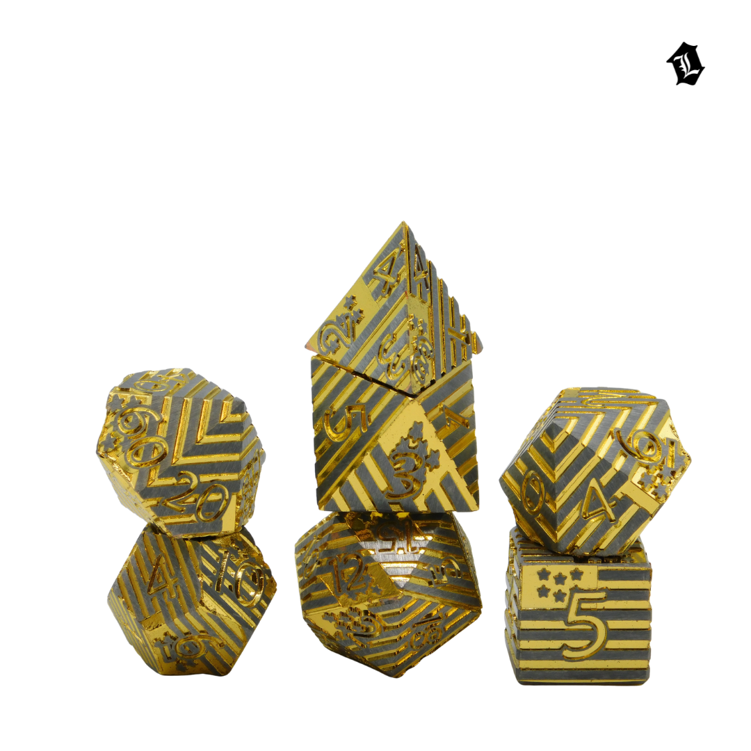 [GOLDEN TYRANT] 7PC SOLID METAL DICE SET
