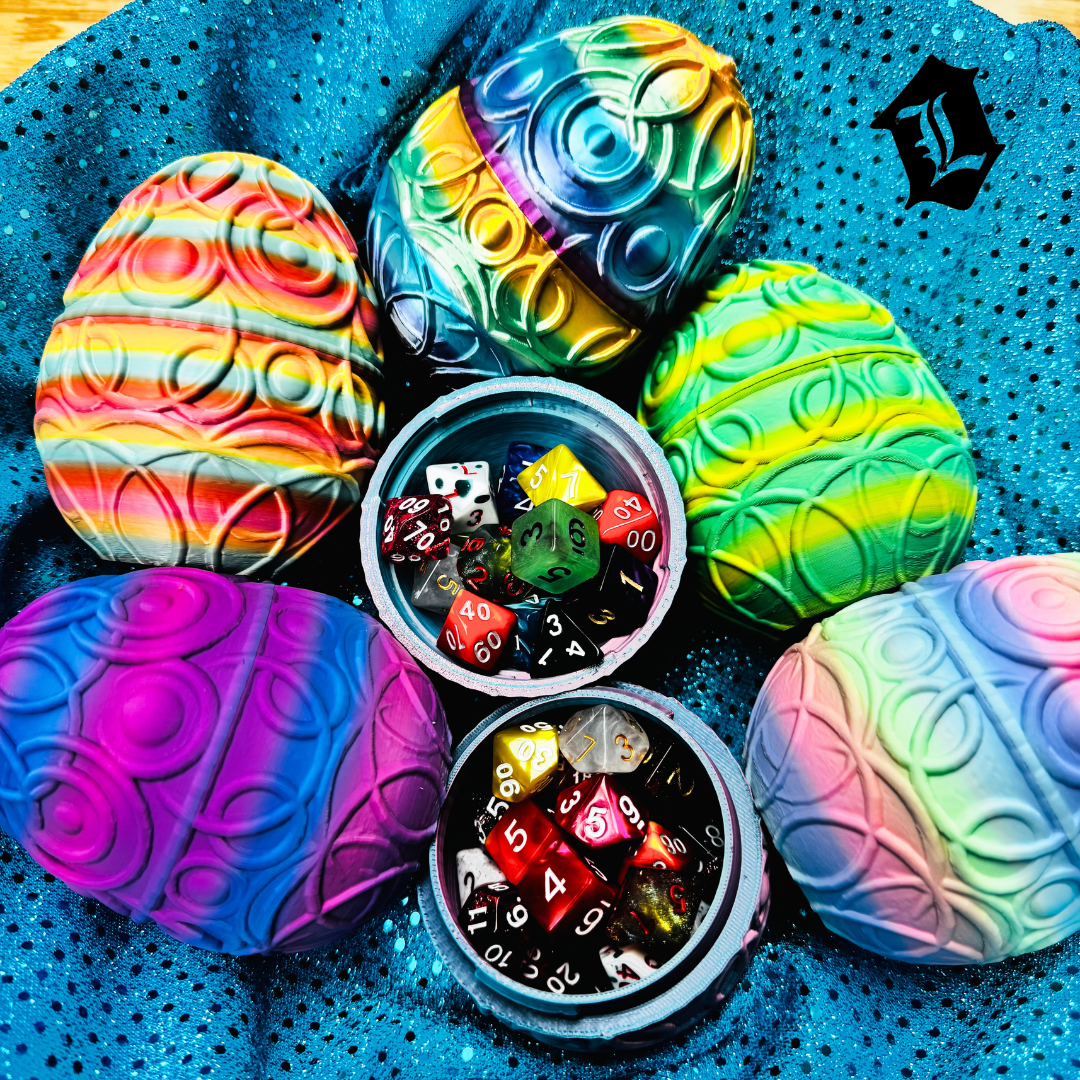 MYSTERY 3-D PRINTED DICE FILLED SWIRL EGG
