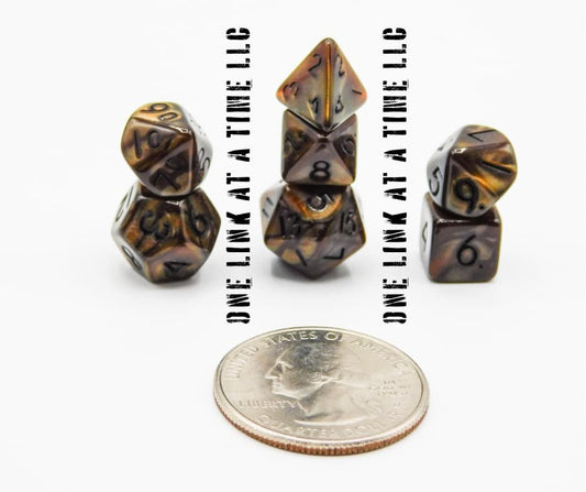 MARBLE BROWN 7PC ACRYLIC MINI DICE SET