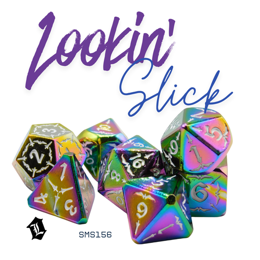 [LOOKIN' SLICK] 7PC SOLID METAL DICE SET