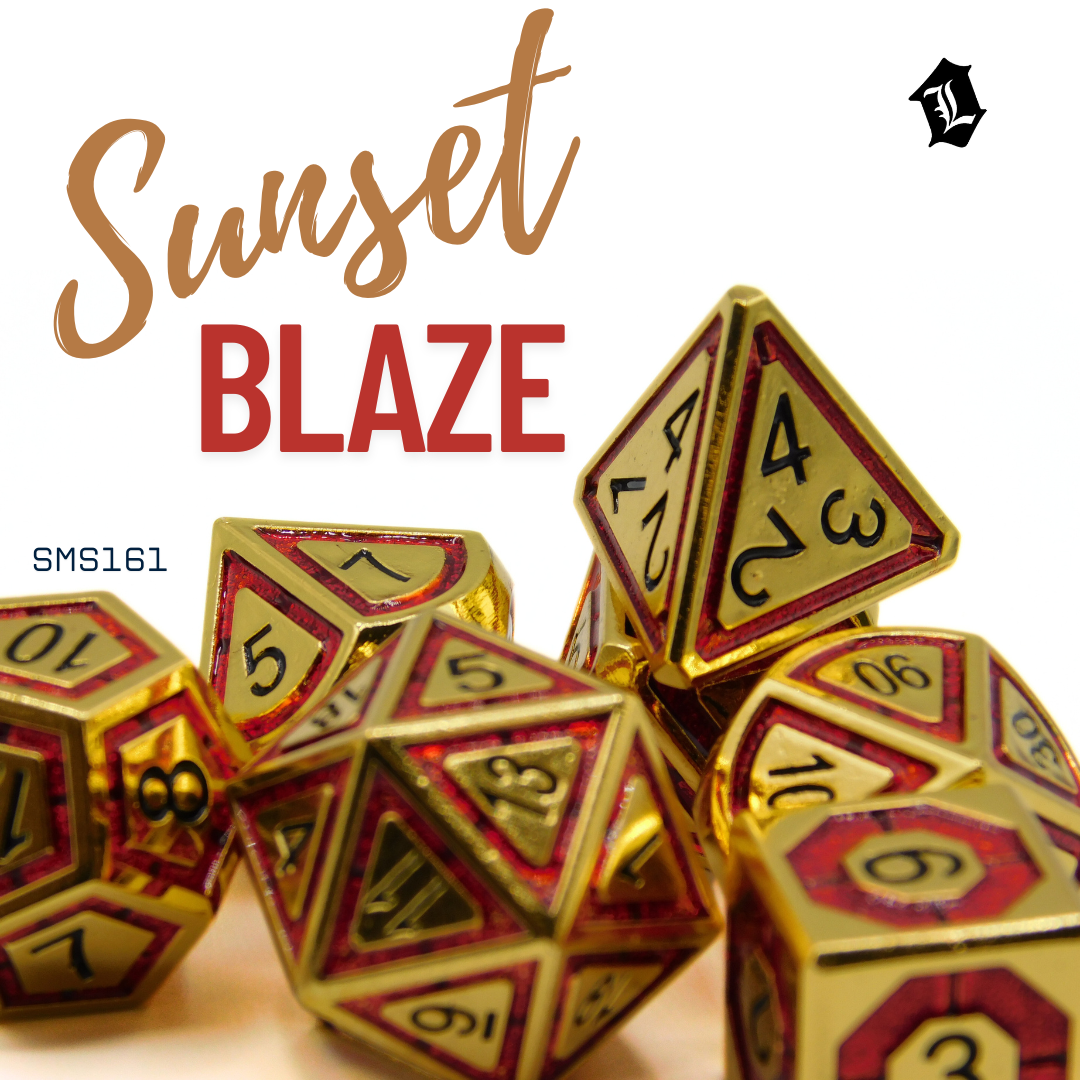 [SUNSET BLAZE] 7PC SOLID METAL DICE SET