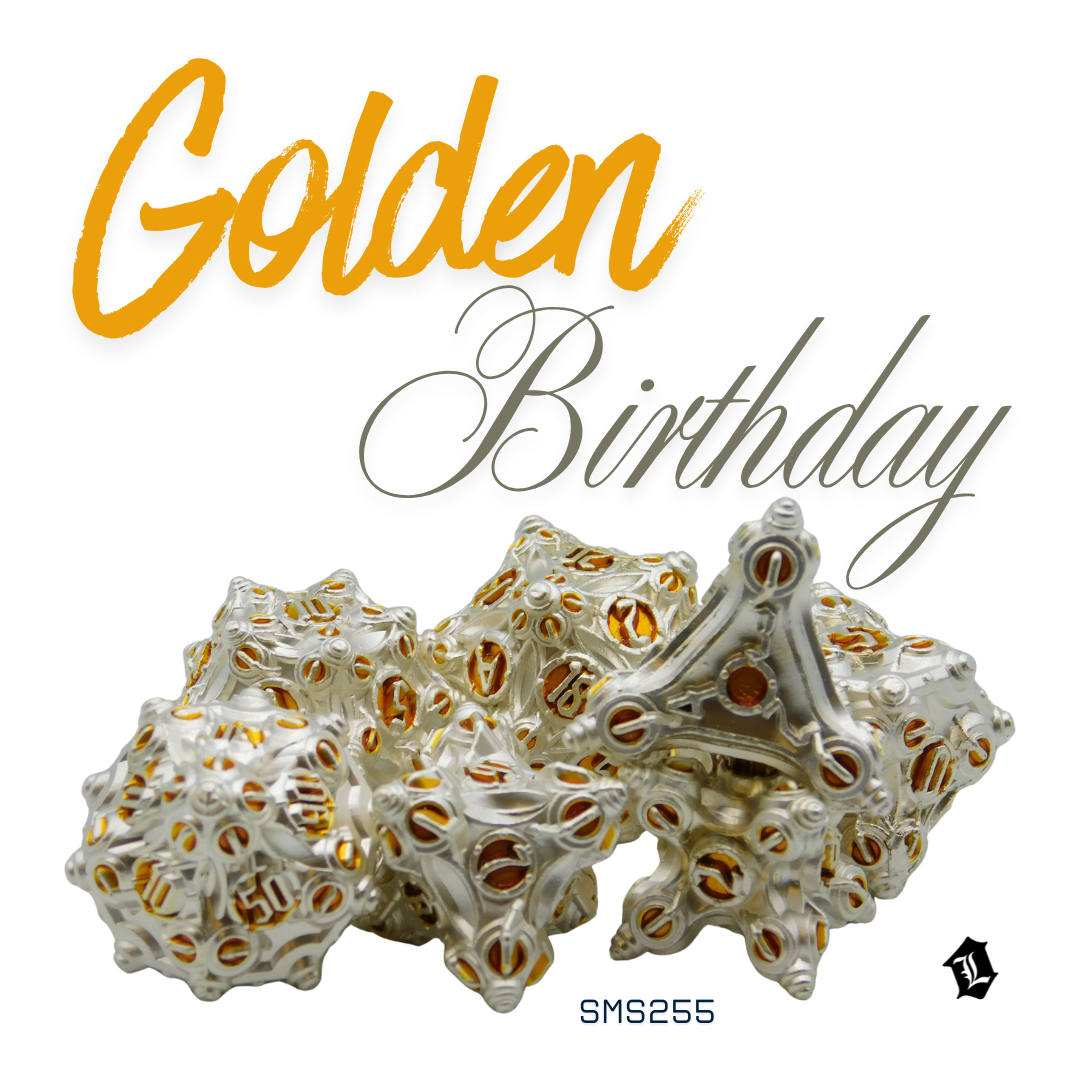 [GOLDEN BIRTHDAY] 7PC SOLID METAL DICE SET
