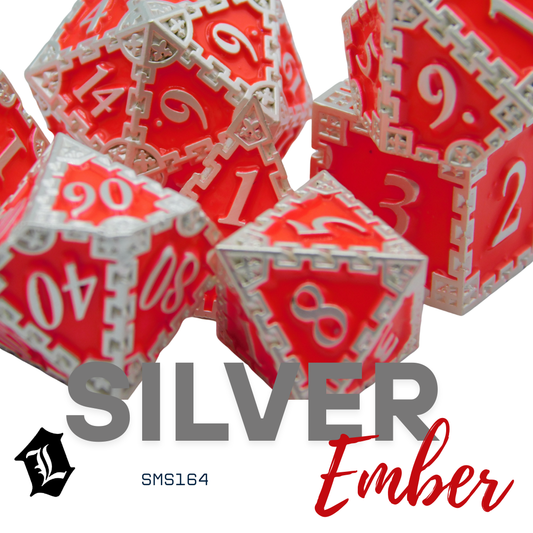 [SILVER EMBER] 7PC SOLID METAL DICE SET