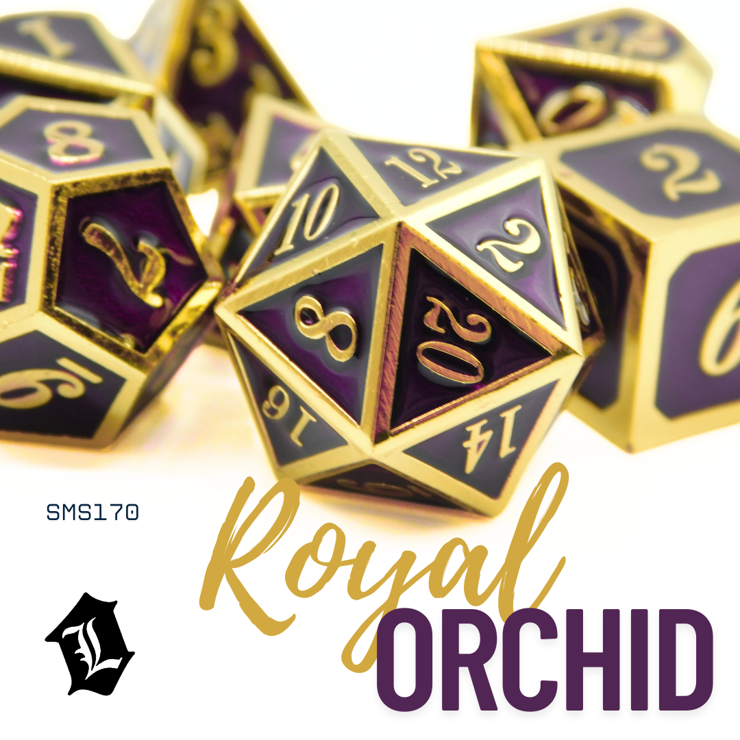 [ROYAL ORCHID] 7PC SOLID METAL DICE SET