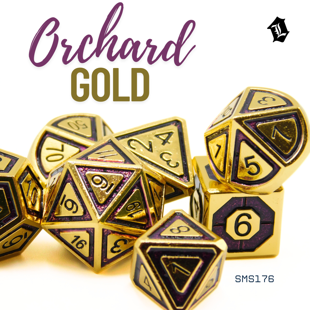 [ORCHARD GOLD] 7PC SOLID METAL DICE SET