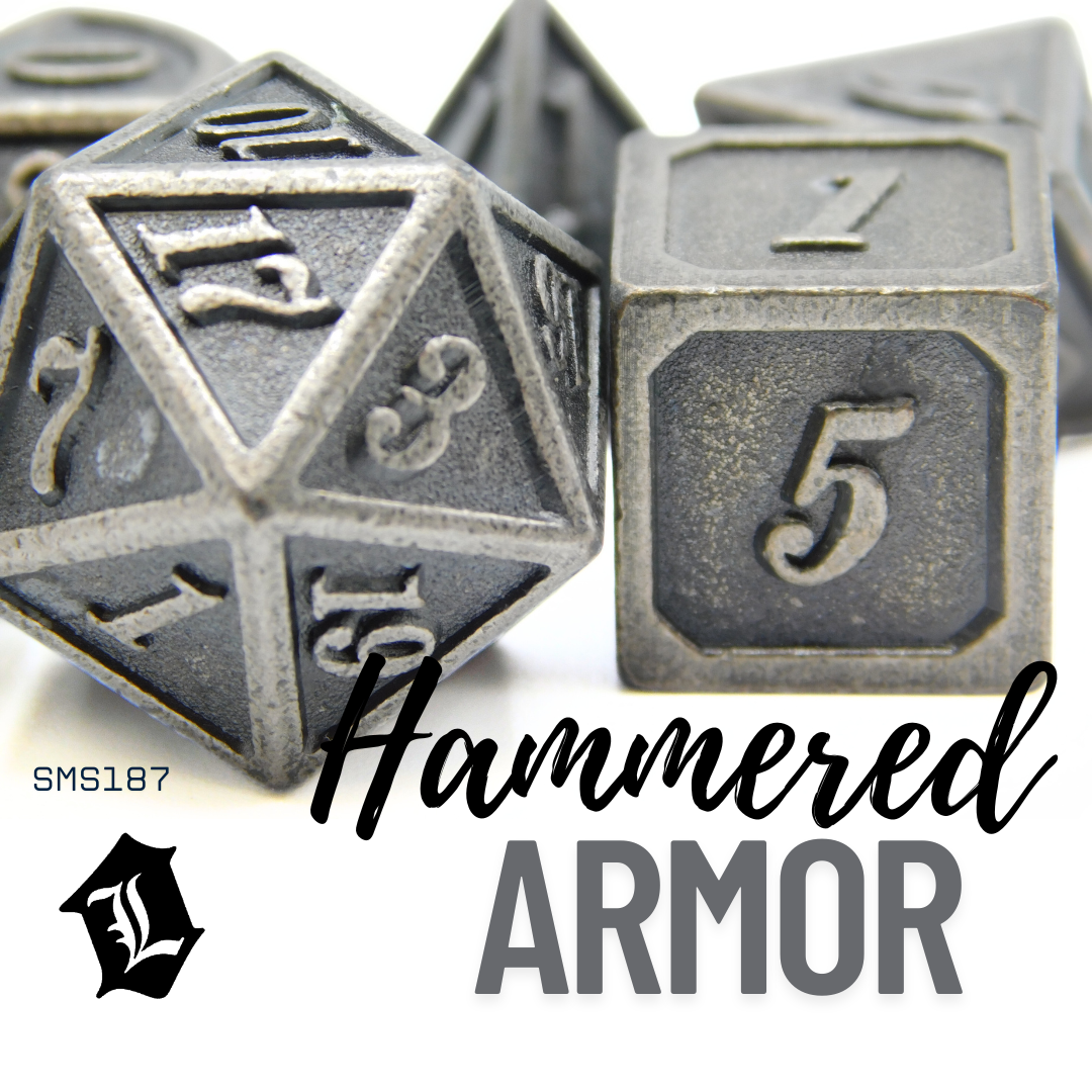 [HAMMERED ARMOR] 7PC SOLID METAL DICE SET