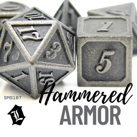 [HAMMERED ARMOR] 7PC SOLID METAL DICE SET