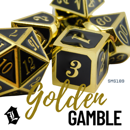 [GOLDEN GAMBLE] 7PC SOLID METAL DICE SET