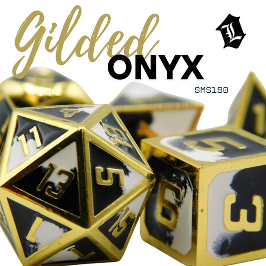 [GILDED ONYX] 7PC SOLID METAL DICE SET