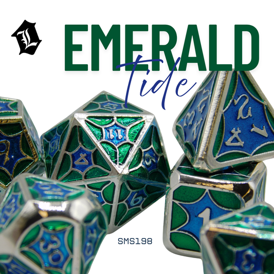 [EMERALD TIDE] 7PC SOLID METAL DICE SET