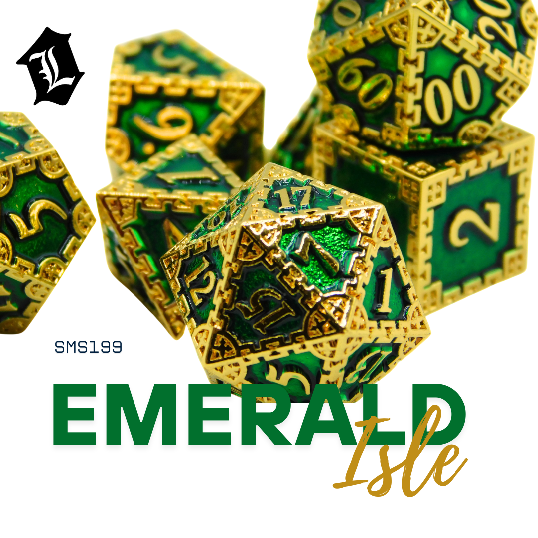 [EMERALD ISLE] 7PC SOLID METAL DICE SET