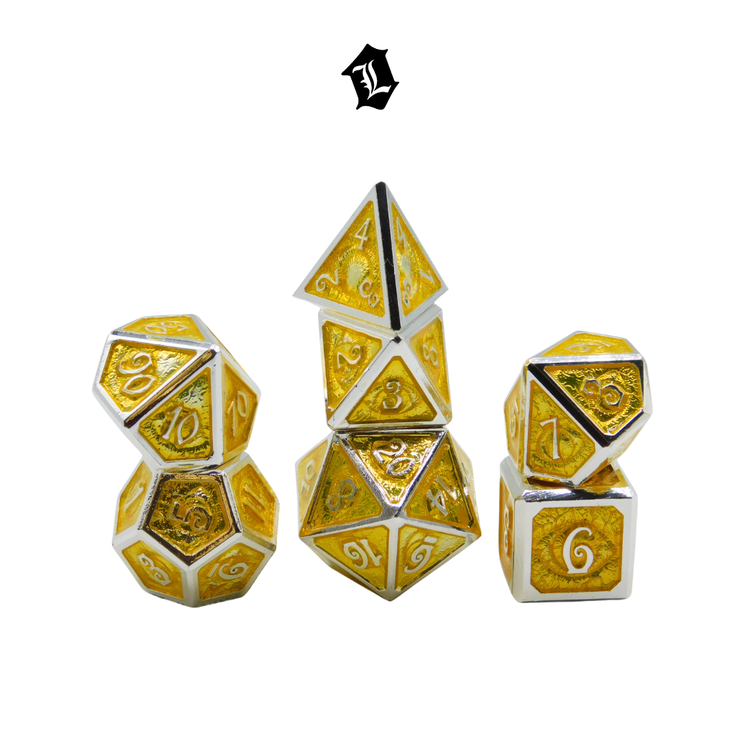 [GOLDEN WATCH] 7PC SOLID METAL DICE SET