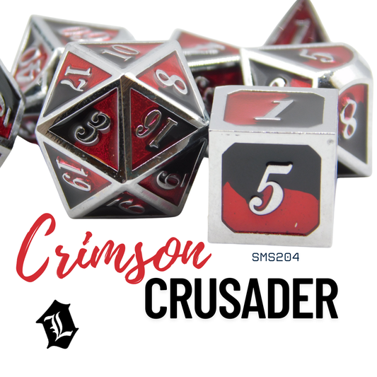 [CRIMSON CRUSADER] 7PC SOLID METAL DICE SET