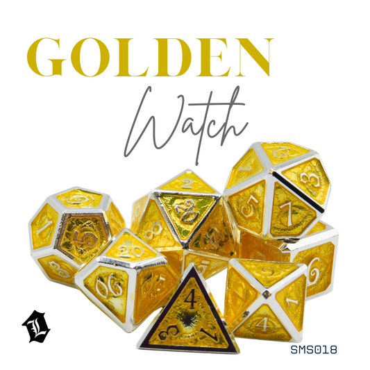 [GOLDEN WATCH] 7PC SOLID METAL DICE SET