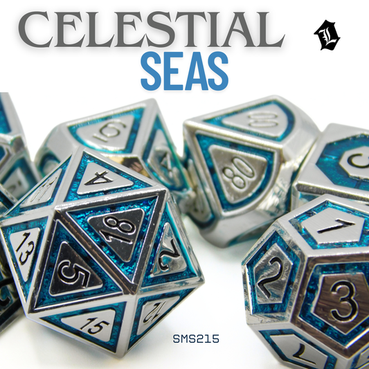 [CELESTIAL SEAS] 7PC SOLID METAL DICE SET