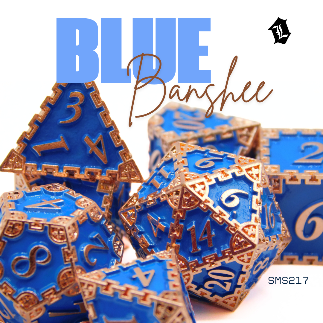 [BLUE BANSHEE] 7PC SOLID METAL DICE SET