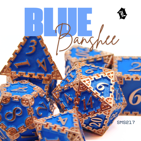[BLUE BANSHEE] 7PC SOLID METAL DICE SET