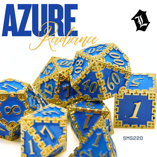 [AZURE RADIANCE] 7PC SOLID METAL DICE SET