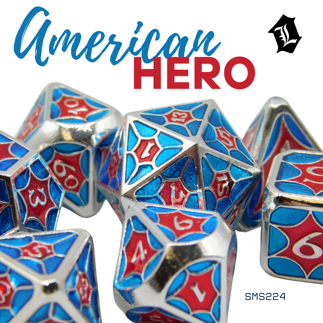 [AMERICAN HERO] 7PC SOLID METAL DICE SET