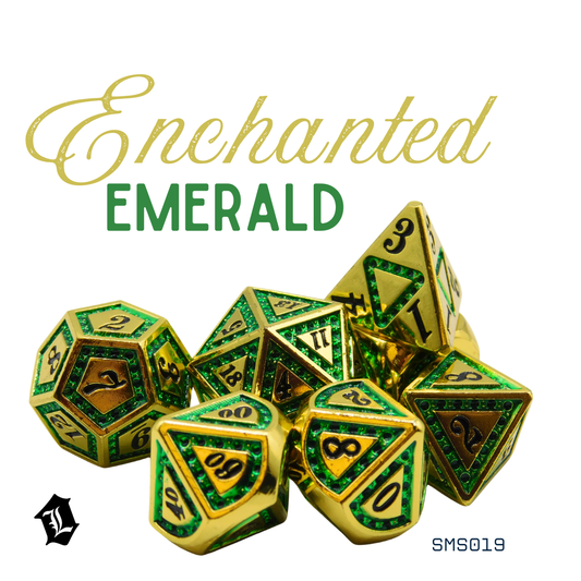 [ENCHANTED EMERALD] 7PC SOLID METAL DICE SET