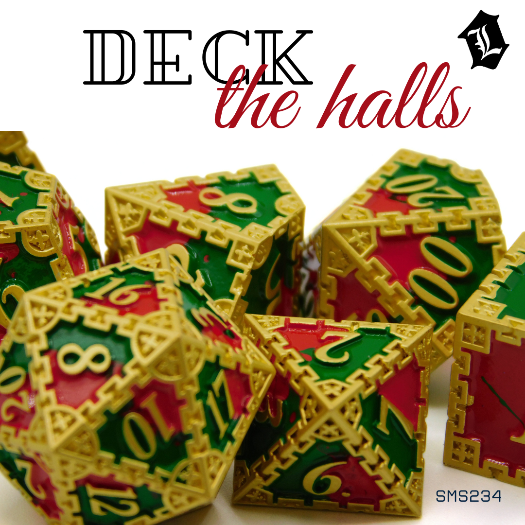[DECK THE HALLS] 7PC SOLID METAL DICE SET