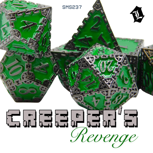 [CREEPER'S REVENGE] 7PC SOLID METAL DICE SET