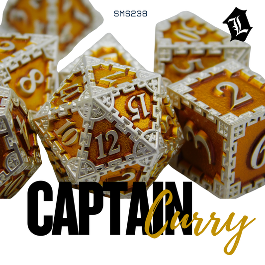 [CAPTAIN CURRY] 7PC SOLID METAL DICE SET